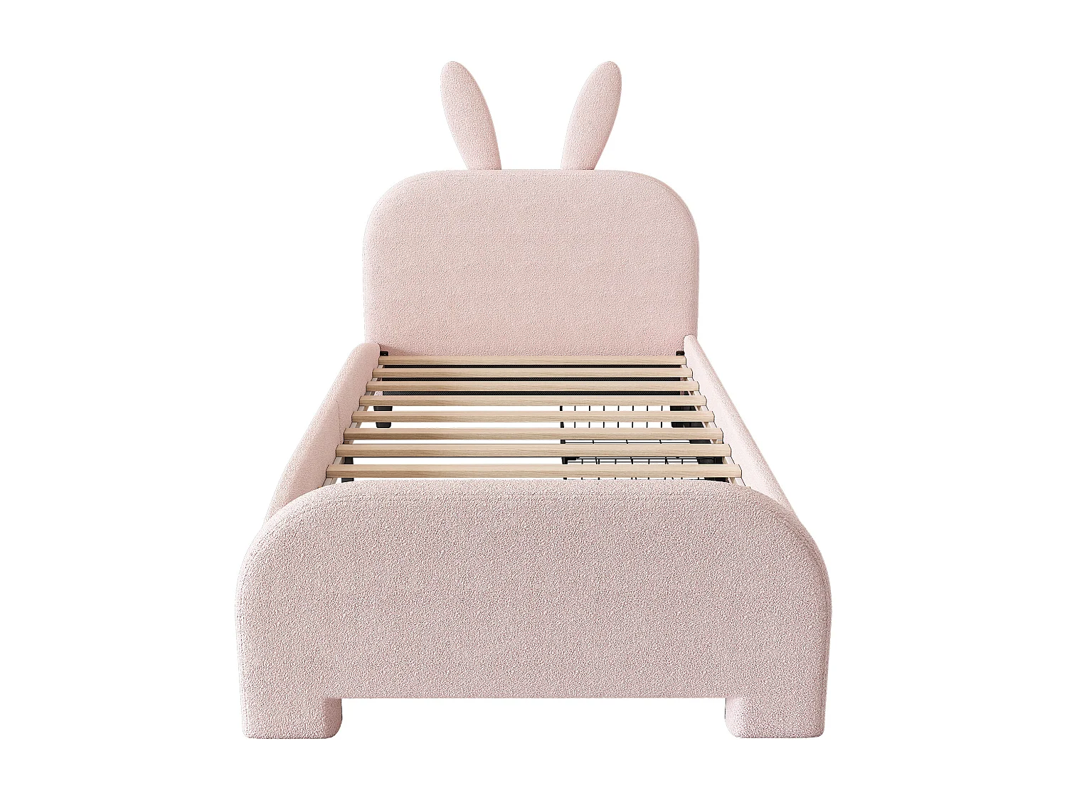 Lit enfant 90x200 cm - Lit simple avec 2 tiroirs de rangement - tête de lit dessin animé - peluche rose