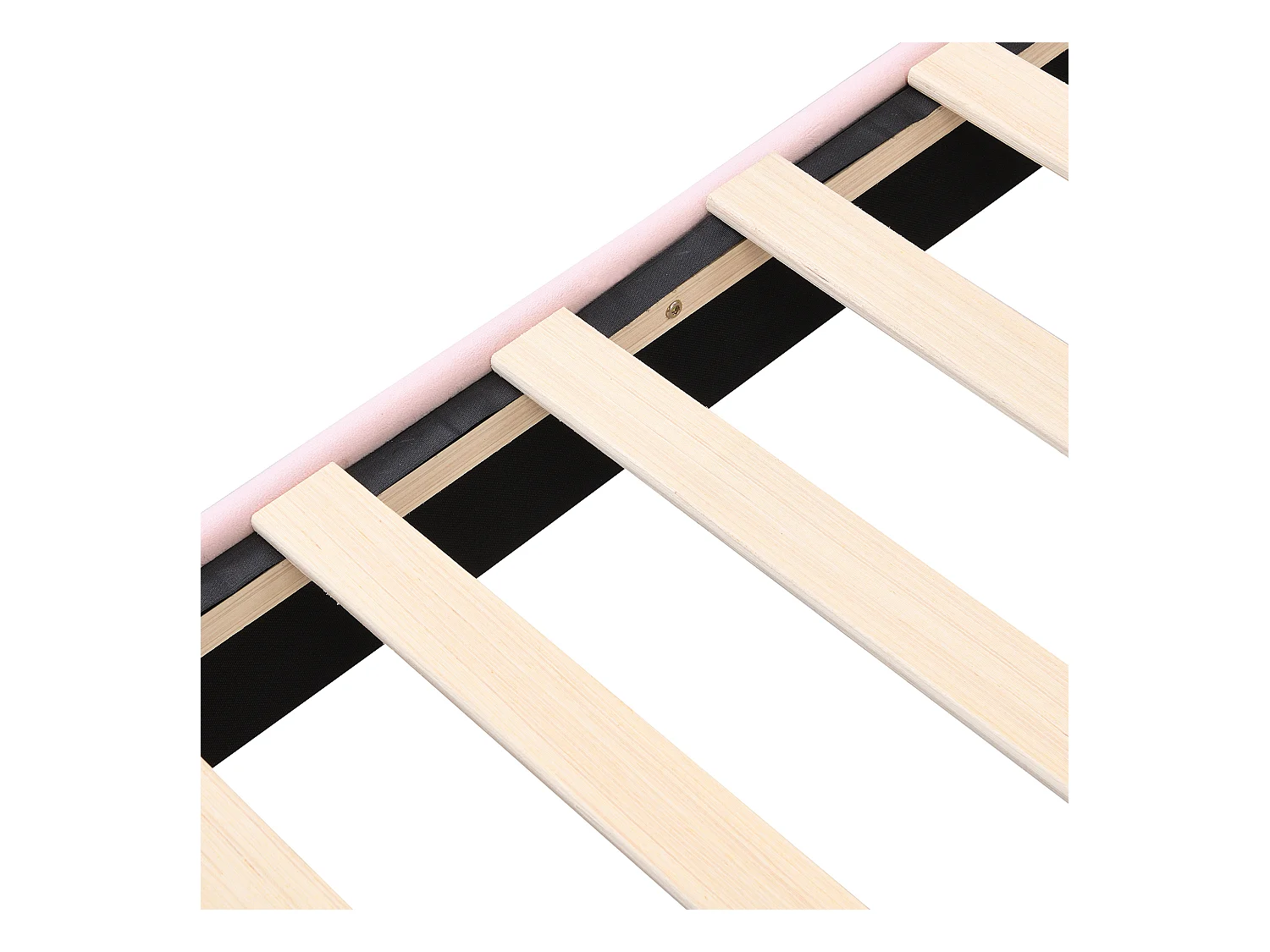 Letto imbottito 140x190 cm - Letto per adulti con testiera regolabile e rete a doghe - velluto rosa