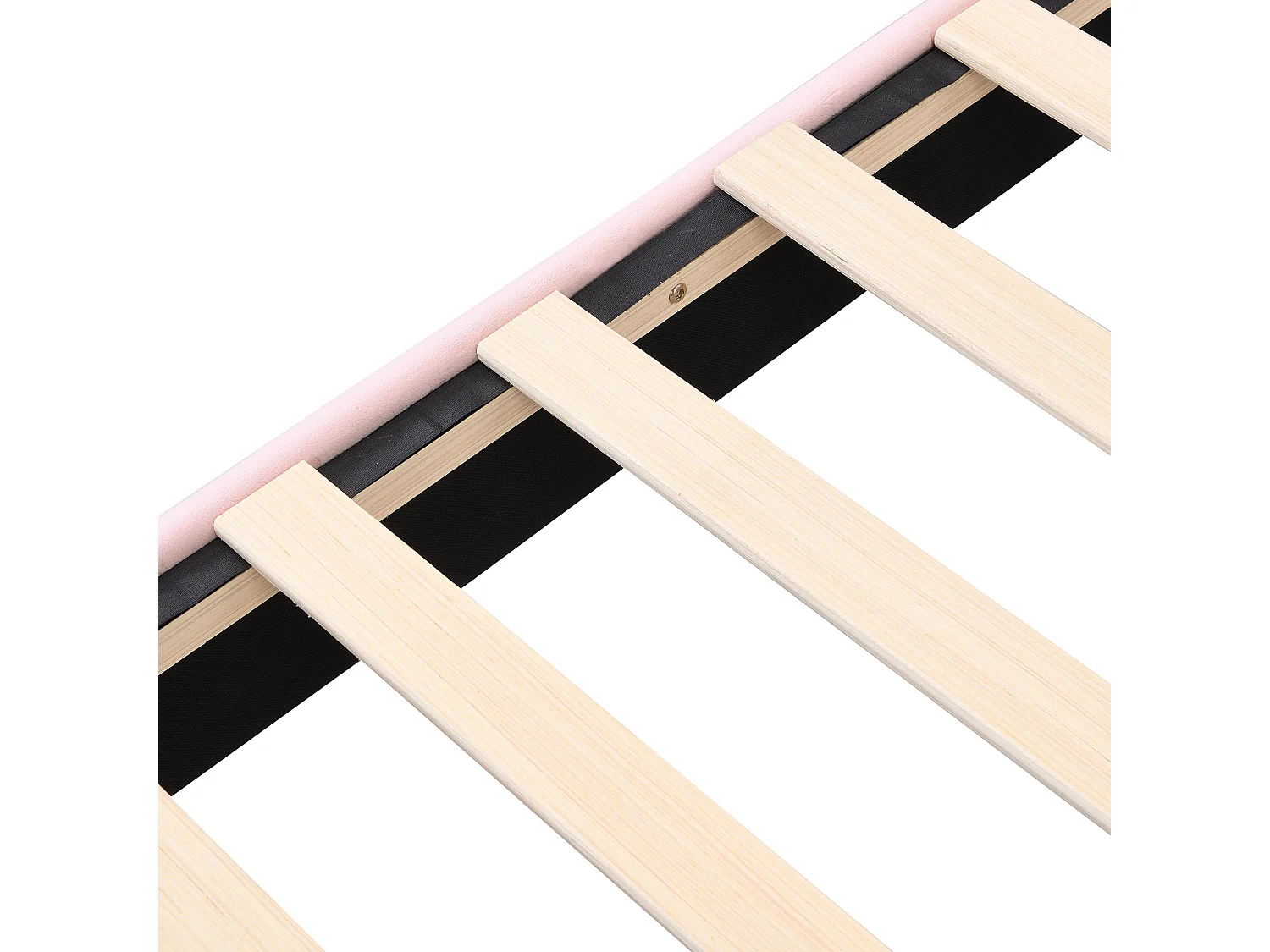 Lit adulte 140x190 cm - Lit double avec tête de lit réglable et sommier à lattes - velours rose