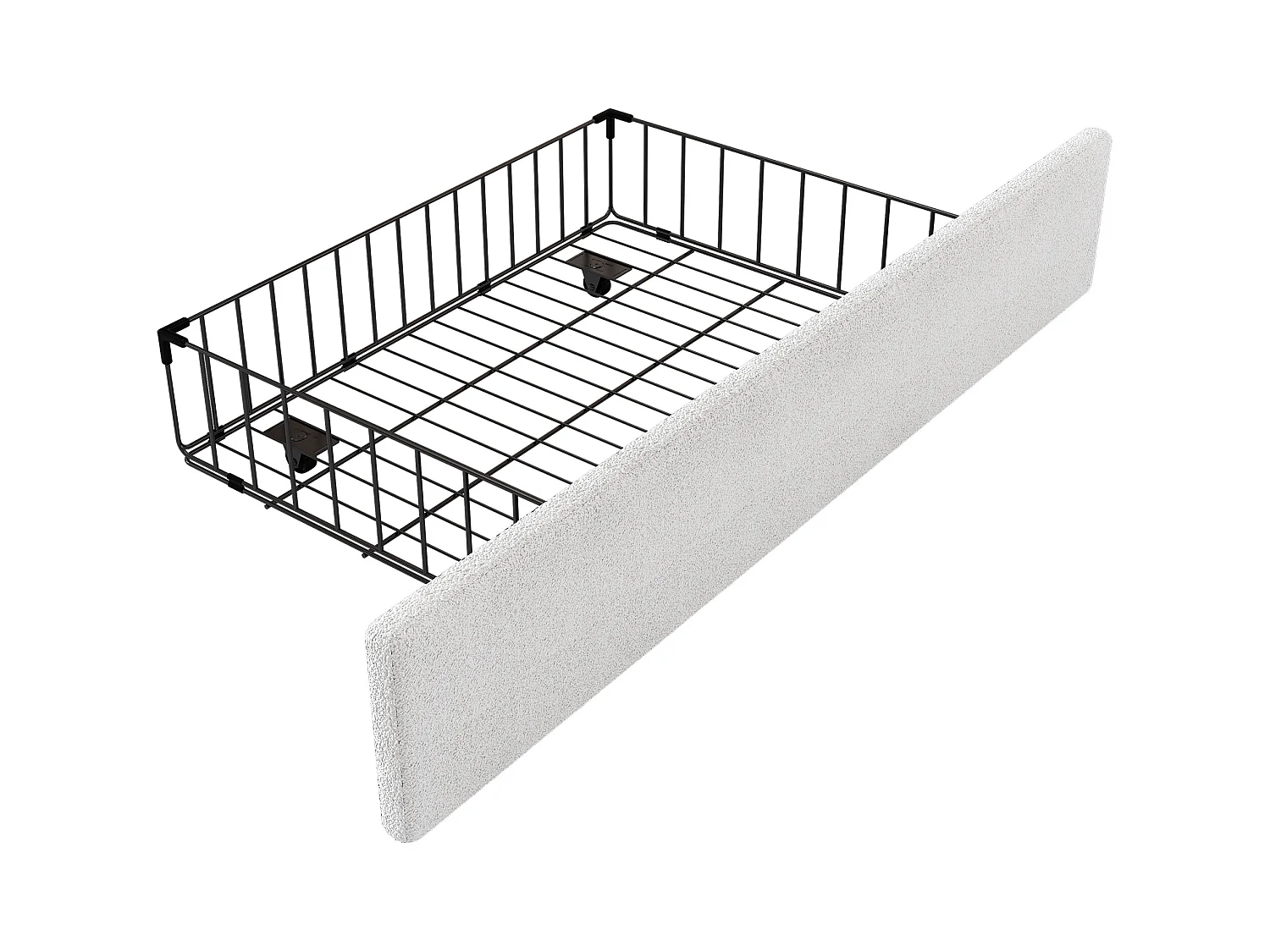 Letto imbottito 90x200 cm - Letto per bambini con 2 cassetti contenitore - testiera cartoon - peluche bianco