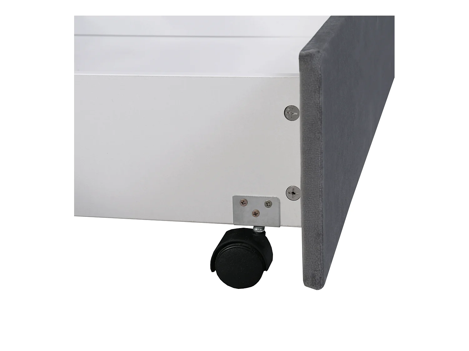 Cama tapizada 140x200 cm - Cama adulto con 2 cajones y somier - terciopelo gris - sin colchón