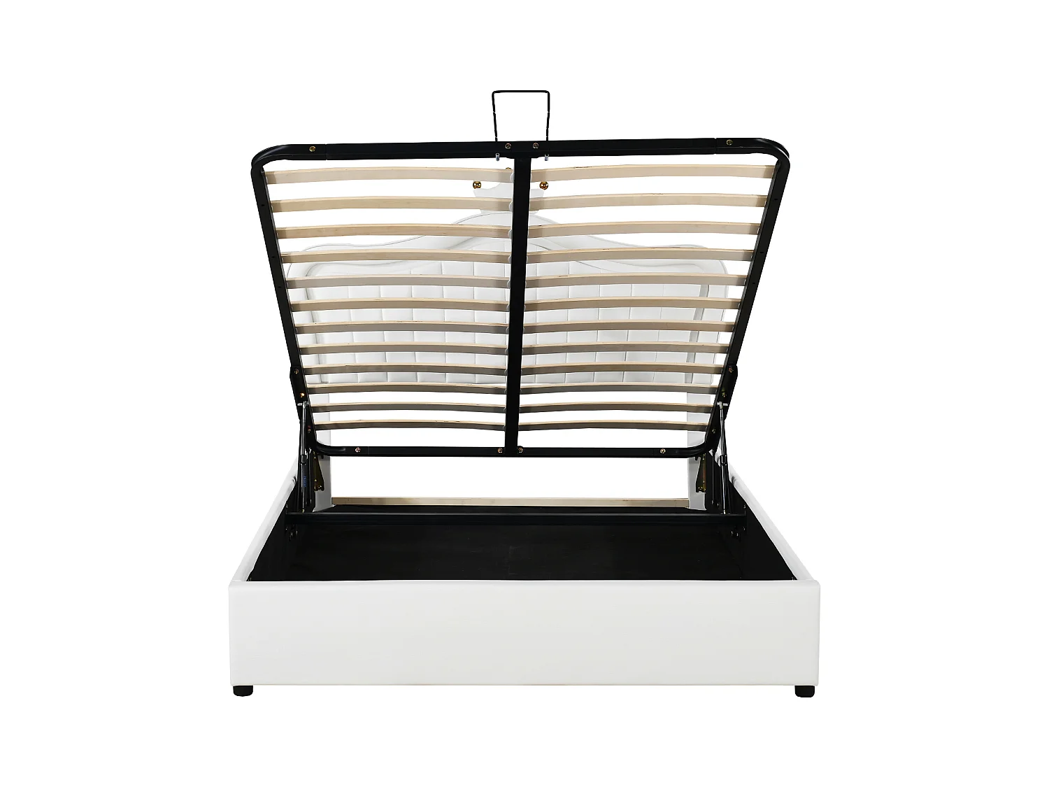 Lit coffre 140x200 cm - Lit enfant avec éclairage LED - tête de lit capitonnée réglable - PU blanc - sans matelas