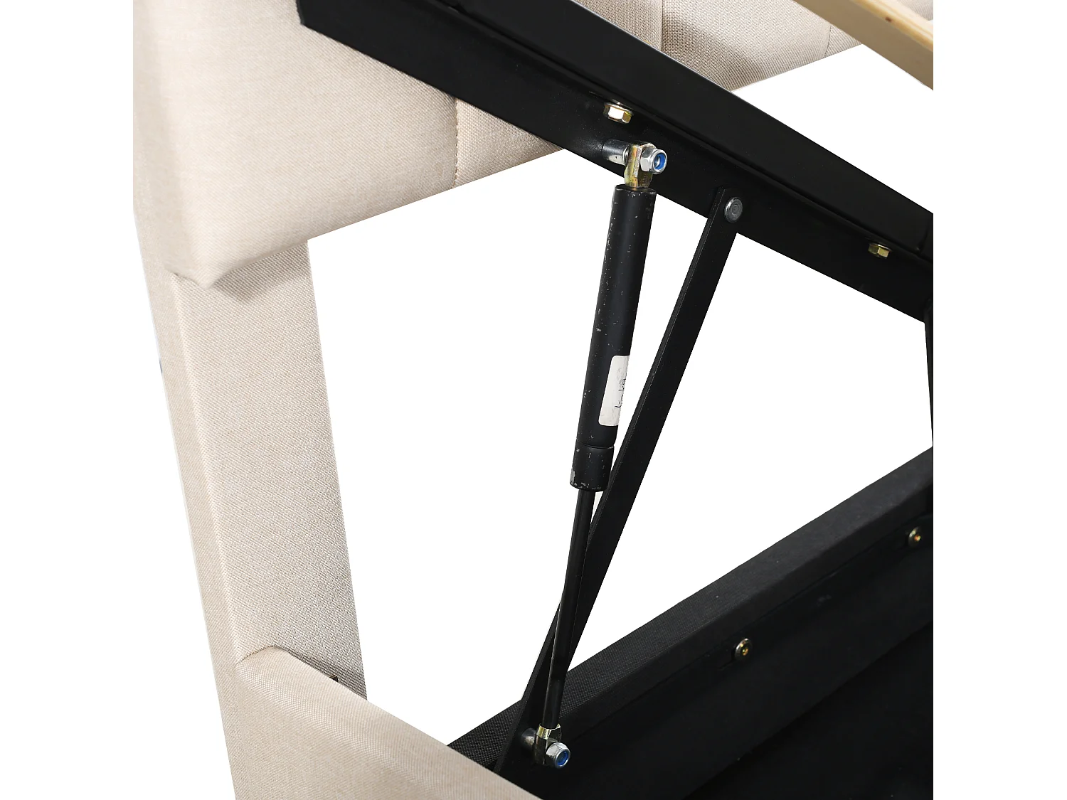 Lit coffre 180x200 cm - Lit adulte avec tête de lit réglable et sommier à lattes - lin beige - sans matelas