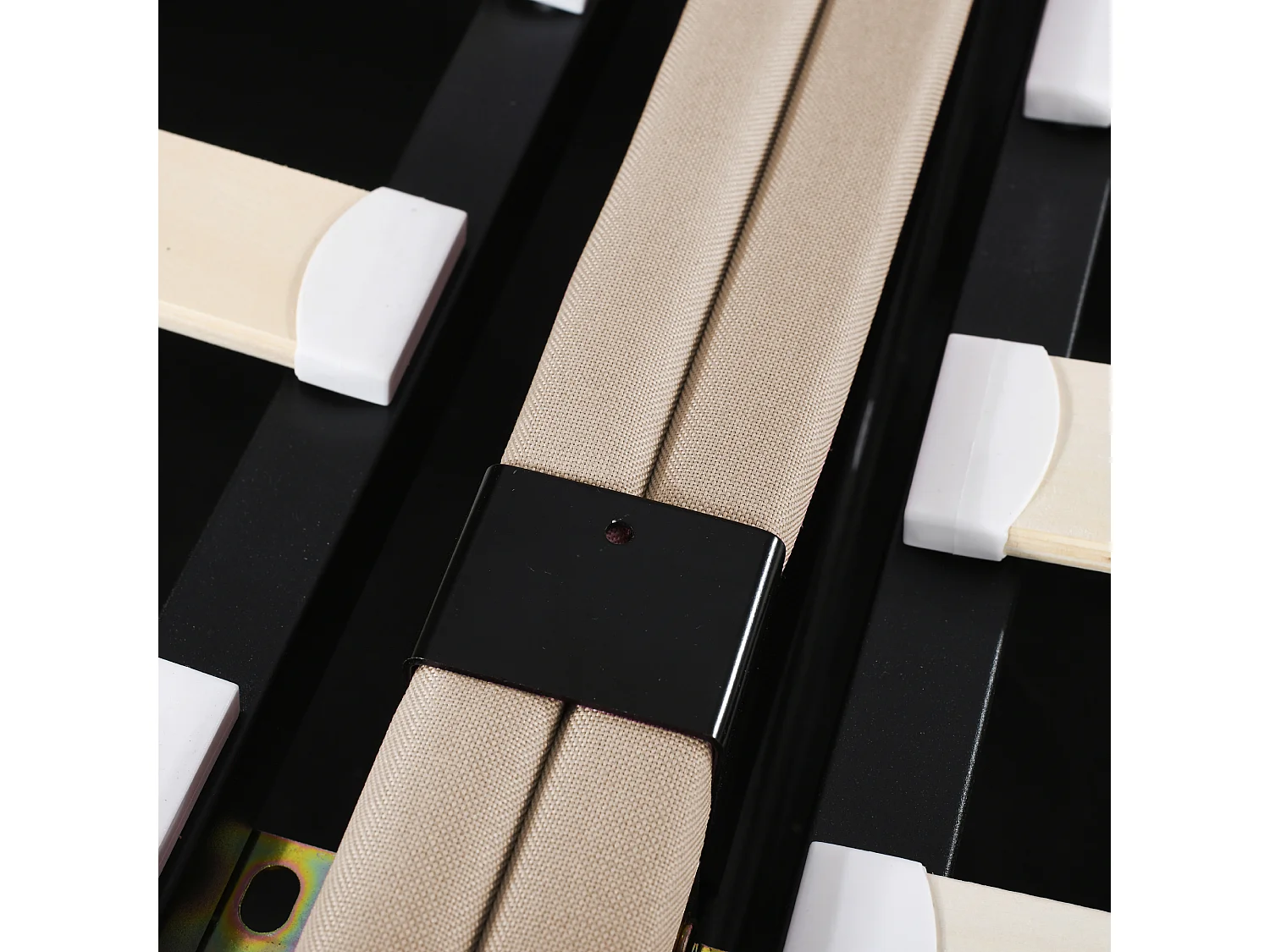 Lit coffre 180x200 cm - Lit adulte avec tête de lit réglable et sommier à lattes - lin beige - sans matelas