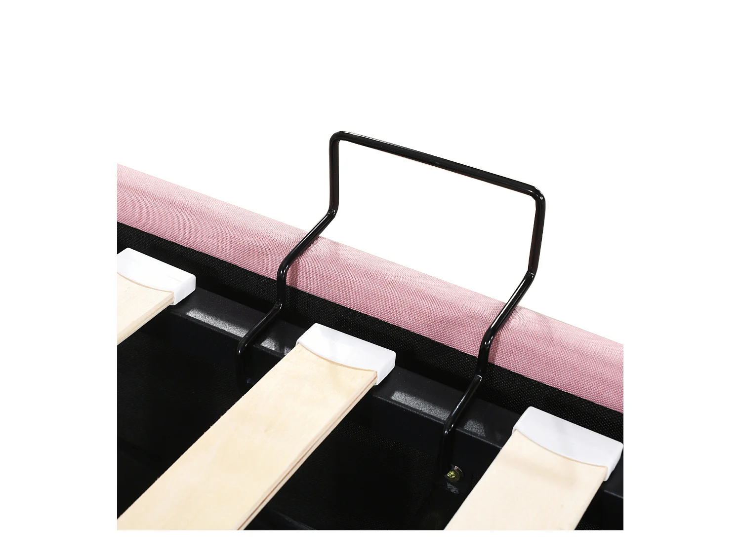 Lit coffre 90x200 cm - Lit enfant avec tête de lit réglable et sommier à lattes - lin rose - sans matelas