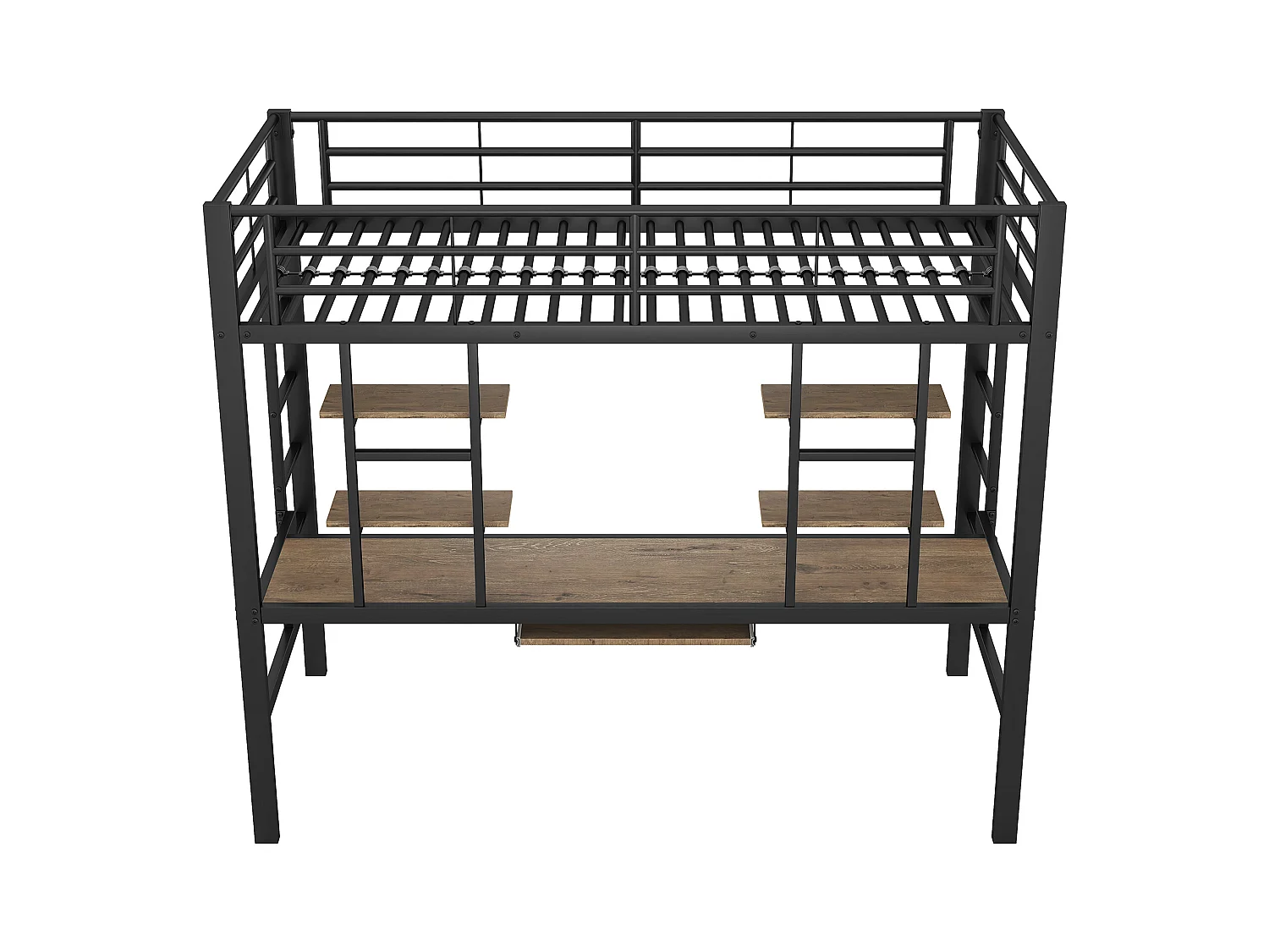 Letto a soppalco 90x200 cm - Letto per adulti con scrivania e ripiano portaoggetti - metallo - nero