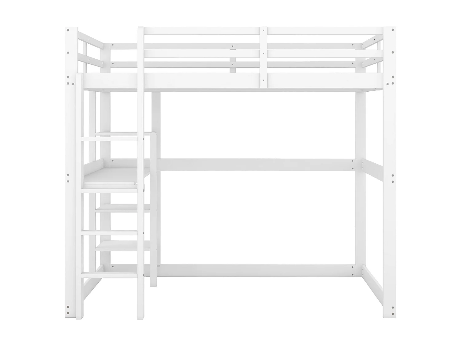 Letto a soppalco 140x200 cm - Letto per bambini con scrivania e ripiano portaoggetti - pino - bianco