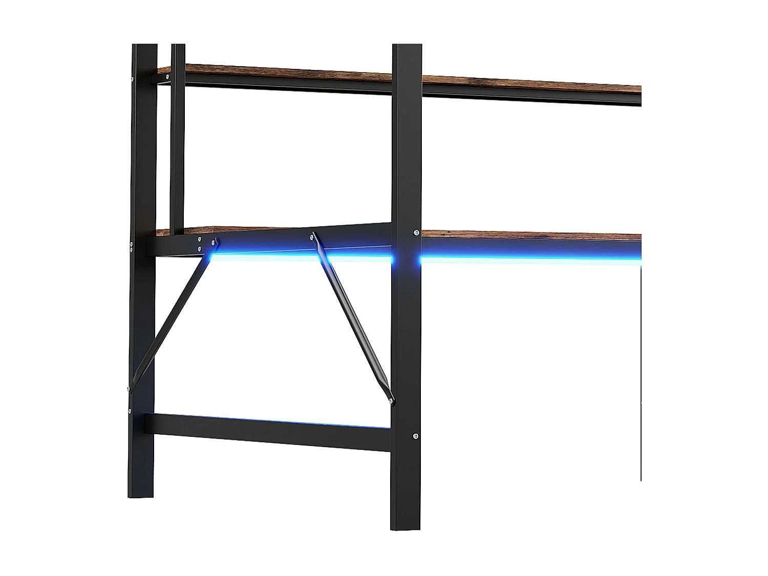 Letto a soppalco 140x200 cm - Letto per adulti con porta USB e illuminazione a LED - scrivania sotto il letto - nero - metallo