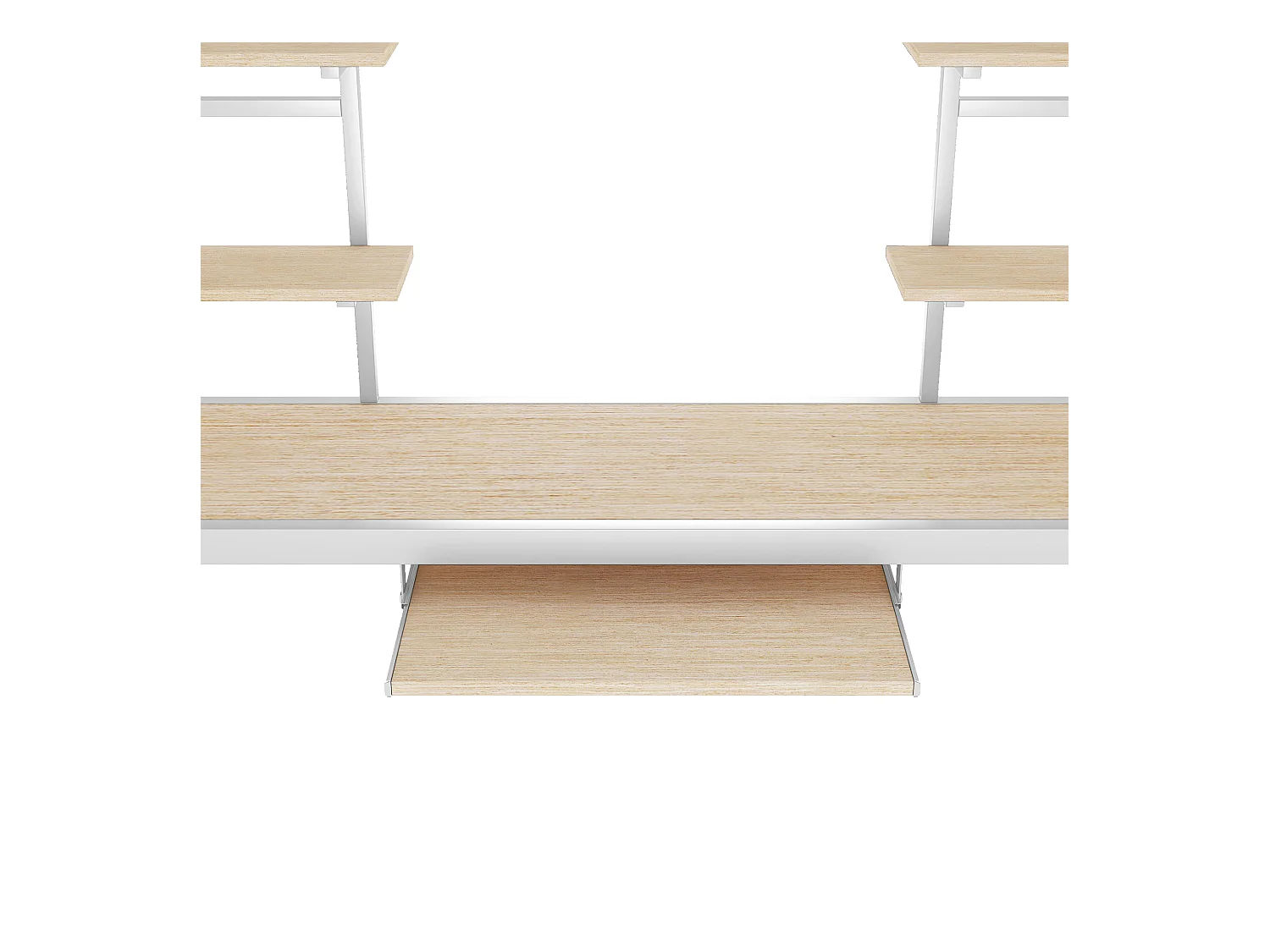 Lit mezzanine 90x200 cm - Lit adulte avec bureau et étagère de rangement - métal - blanc