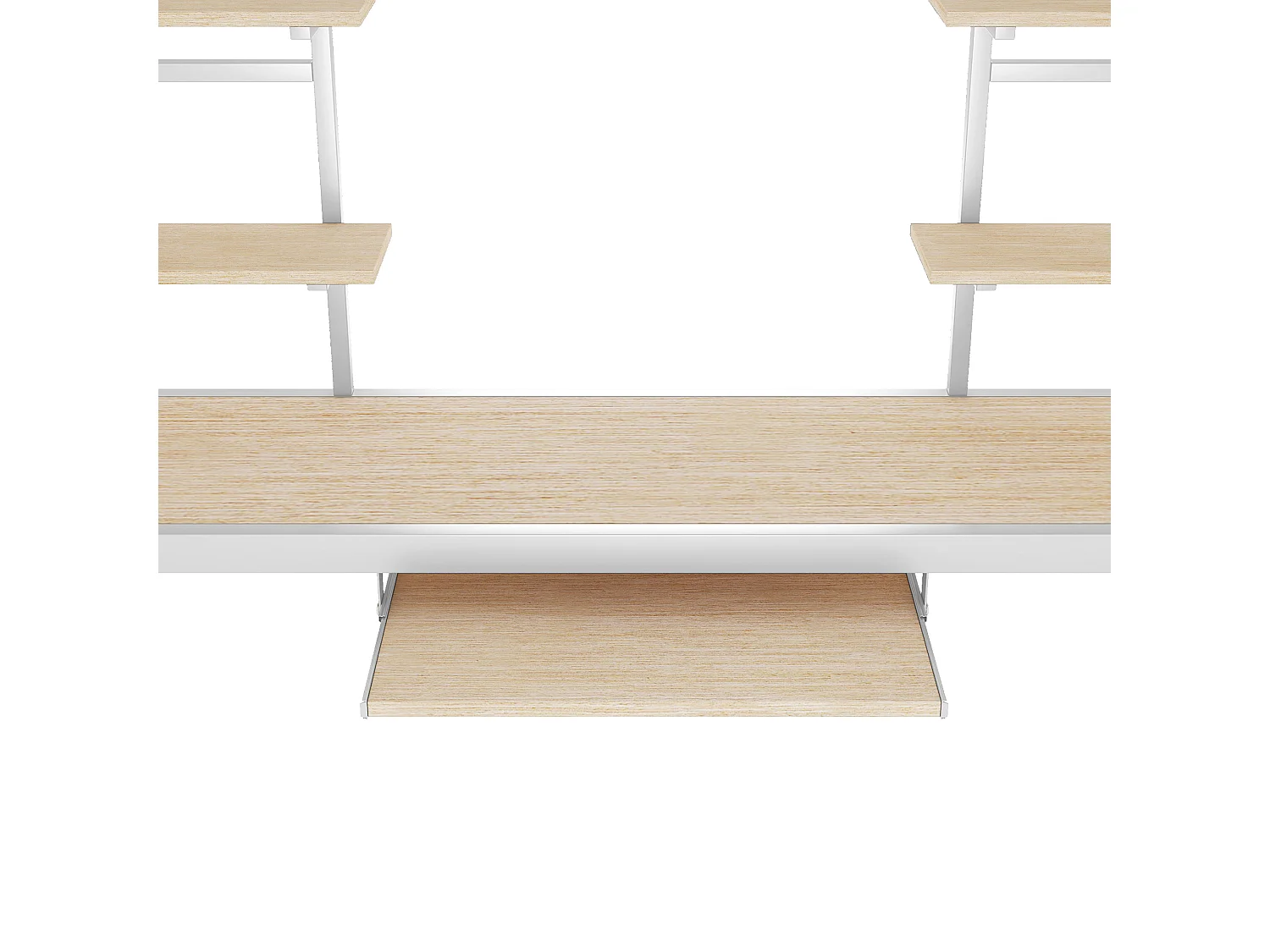 Lit mezzanine 90x200 cm - Lit adulte avec bureau et étagère de rangement - métal - blanc