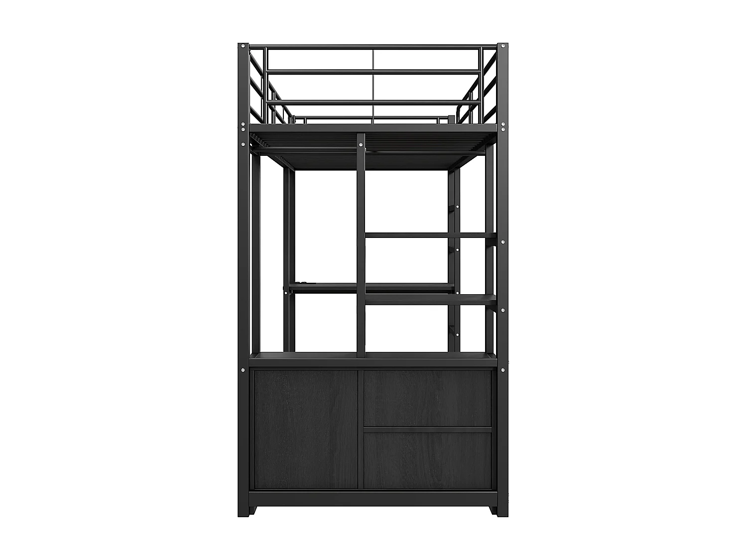 Letto a soppalco 90x200 cm - Letto per adulti con scrivania e ripiano portaoggetti - presa di ricarica - nero