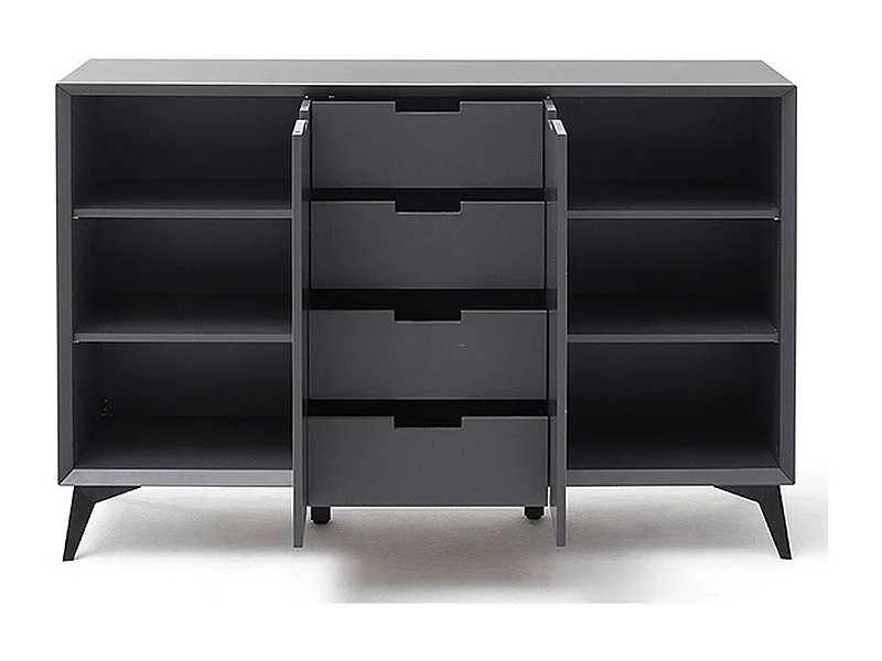 Vaisselier finition laquée gris mat et blanc - Longueur 137 x Hauteur 92 x Profondeur 40 cm