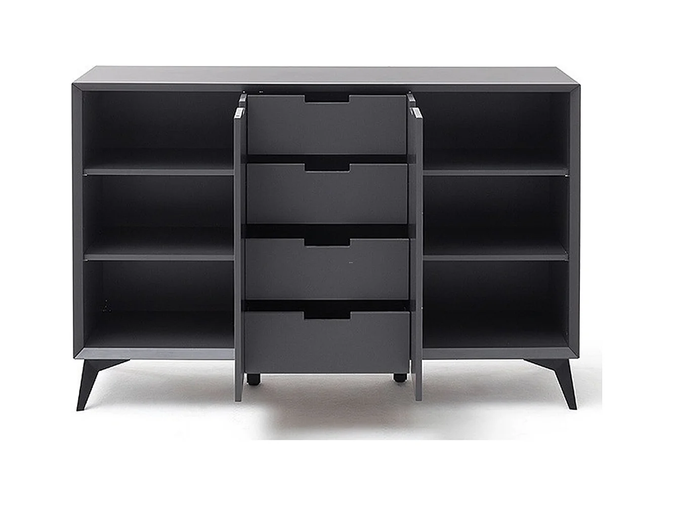 Vaisselier finition laquée gris mat et blanc - Longueur 137 x Hauteur 92 x Profondeur 40 cm