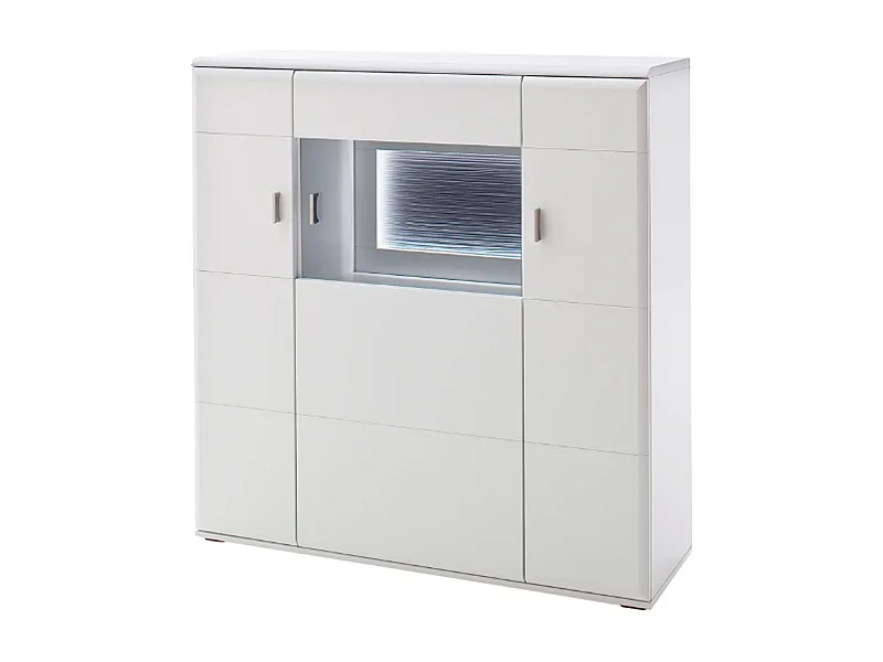 Buffet / Vaisselier en bois coloris blanc mat - L.120 x H.124 x P.38 cm