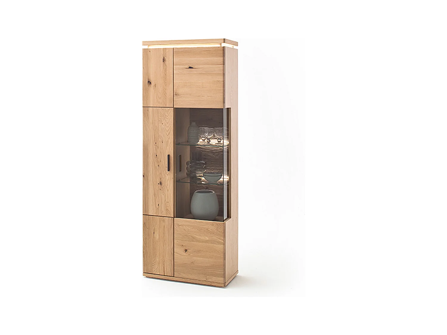 Vaisselier / vitrine en bois chêne sombre bianco - L.75 x H.204 x P.38 cm