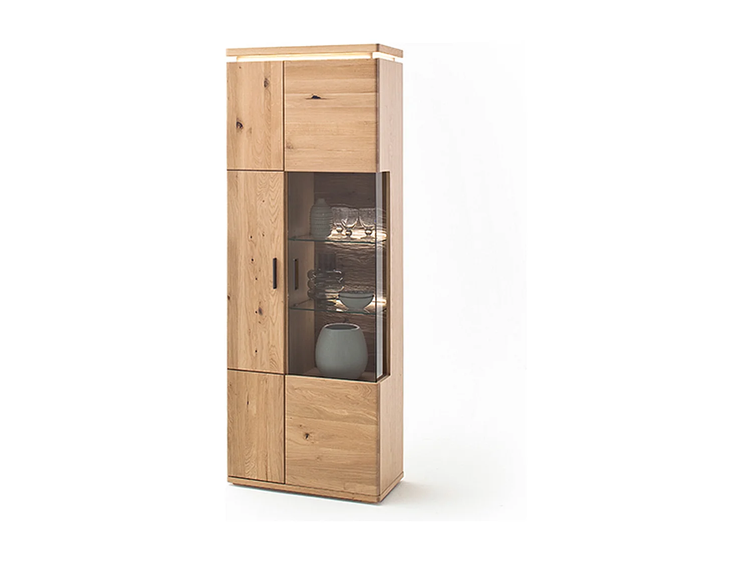 Vaisselier / vitrine en bois chêne sombre bianco - L.75 x H.204 x P.38 cm