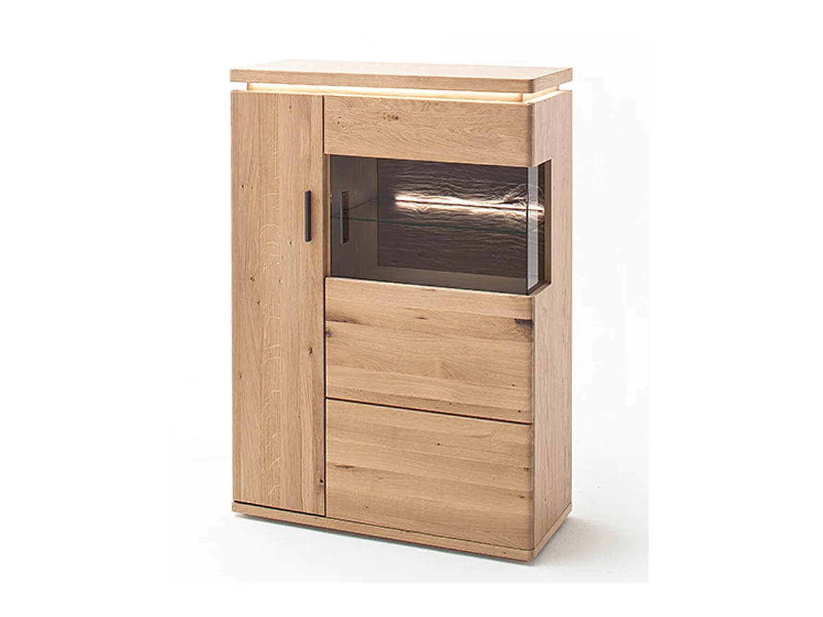 Vaisselier / vitrine en bois chêne sombre bianco - L.90 x H.128 x P.38 cm