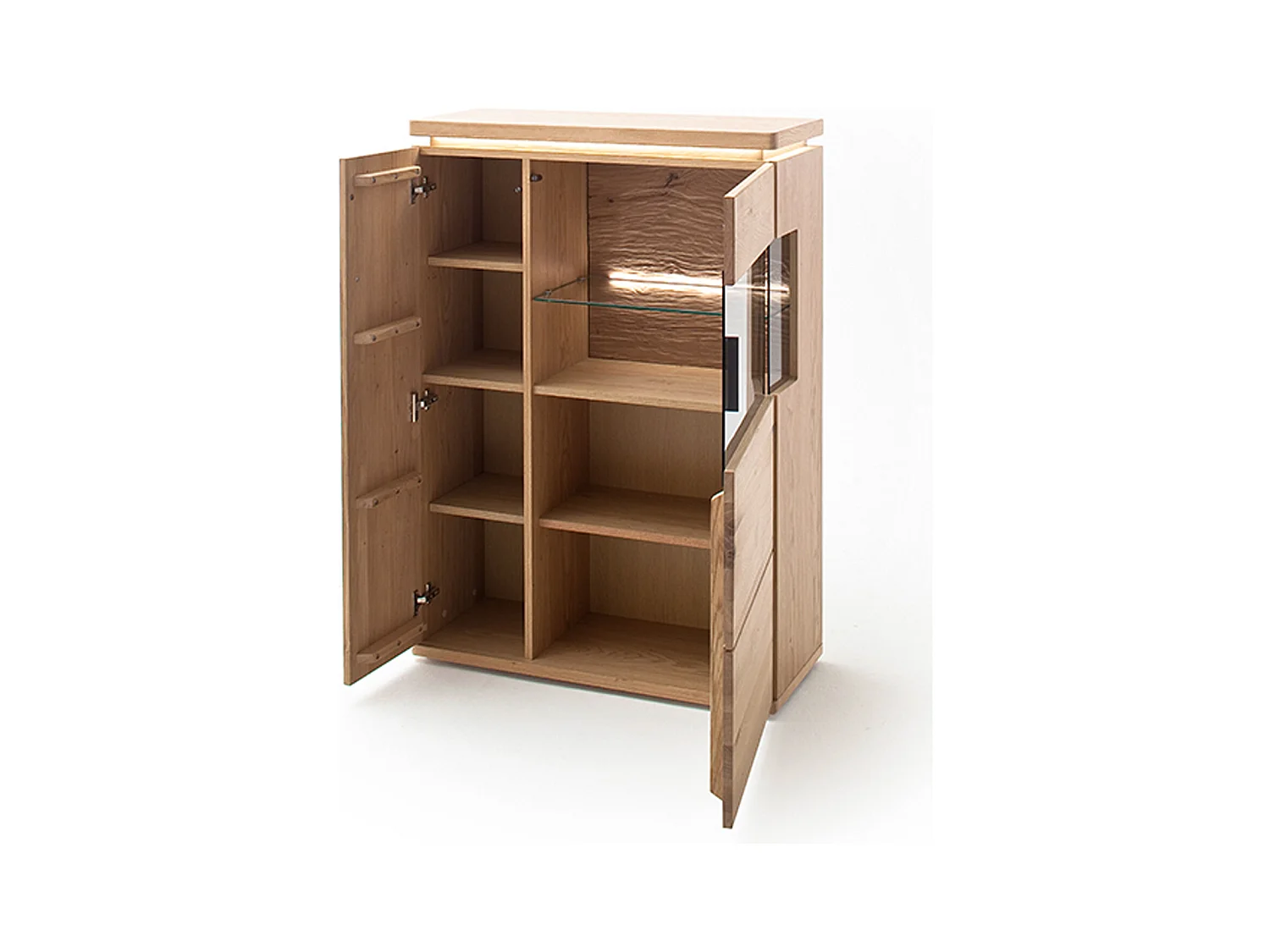 Vaisselier / vitrine en bois chêne sombre bianco - L.90 x H.128 x P.38 cm