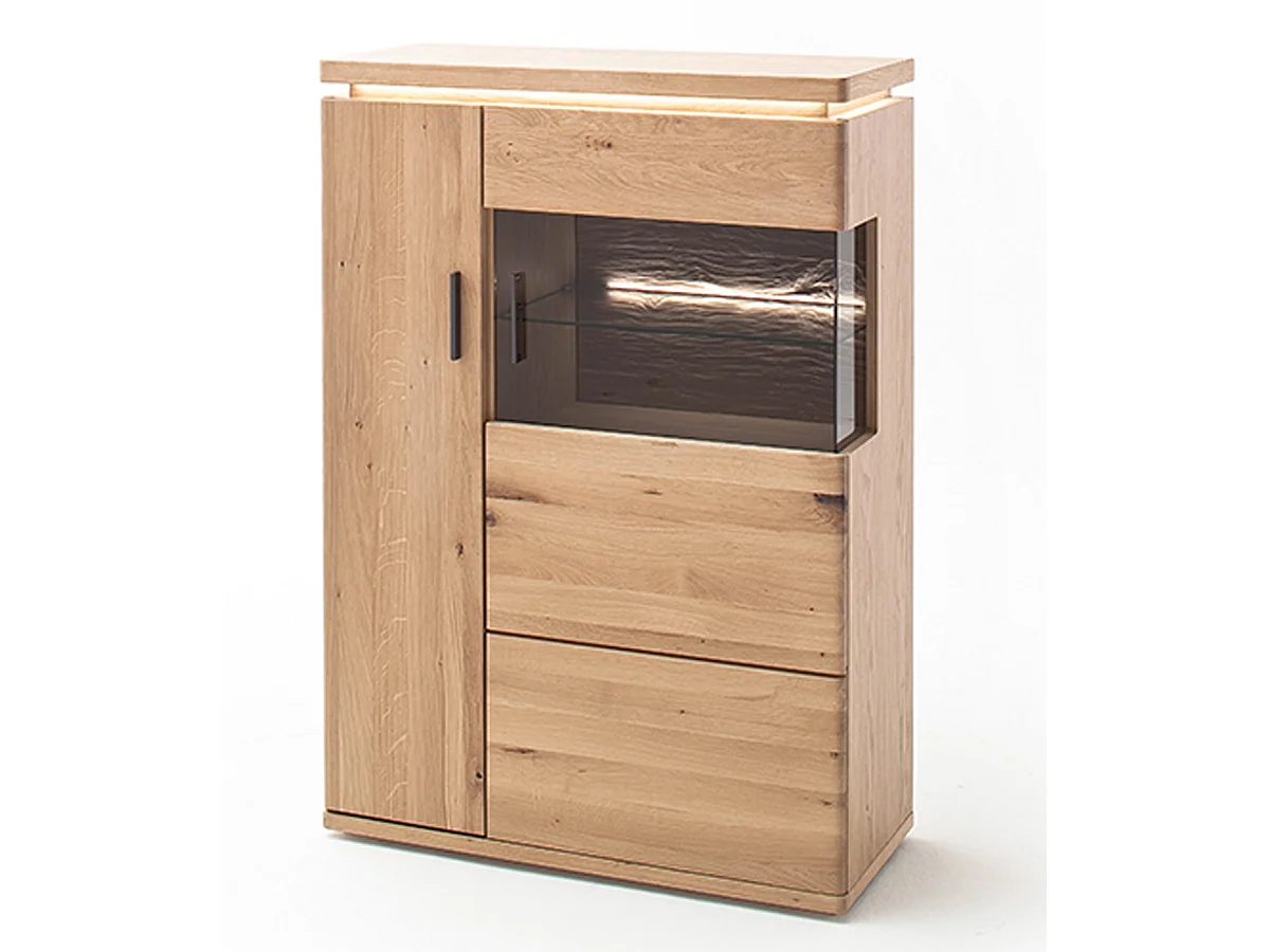 Vaisselier / vitrine en bois chêne sombre bianco - L.90 x H.128 x P.38 cm