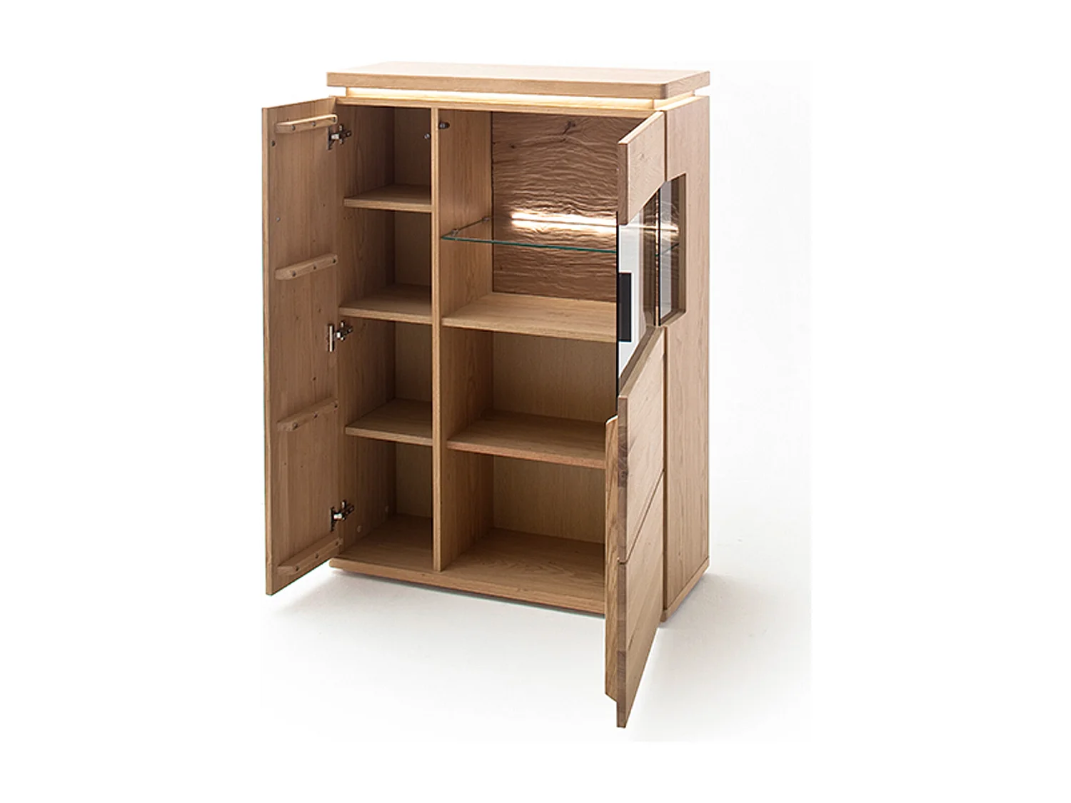 Vaisselier / vitrine en bois chêne sombre bianco - L.90 x H.128 x P.38 cm