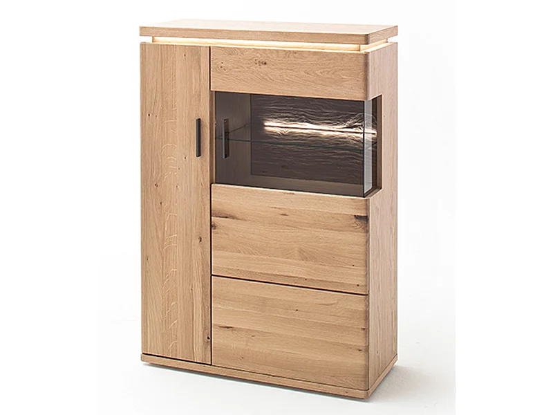 Vaisselier / vitrine en bois chêne sombre bianco - L.90 x H.128 x P.38 cm