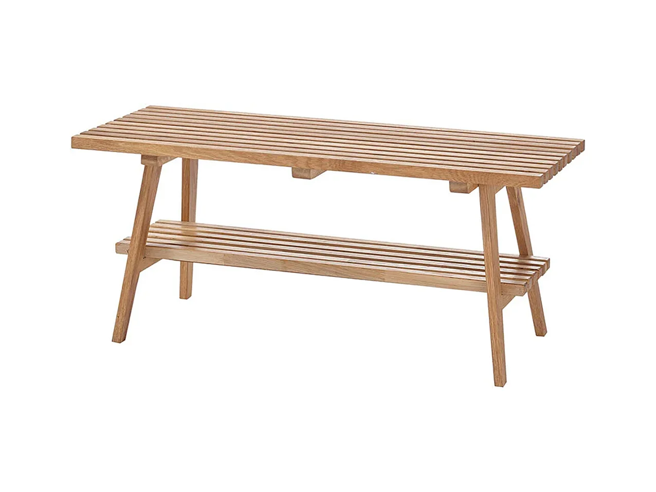 Banc à chaussures coloris chêne massif huilé - Longueur 100 x Hauteur 45 x Profondeur 35 cm