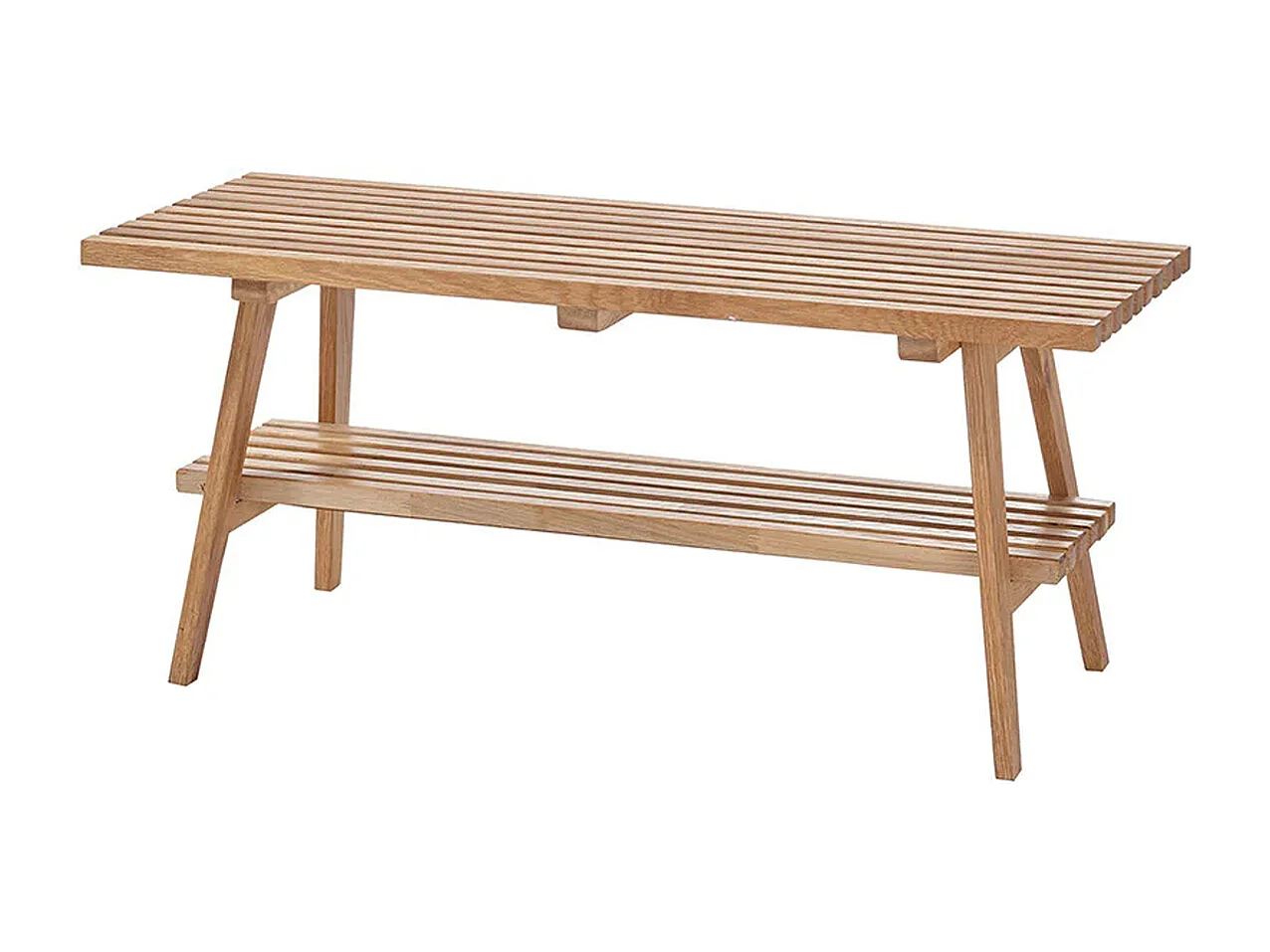 Banc à chaussures coloris chêne massif huilé - Longueur 100 x Hauteur 45 x Profondeur 35 cm