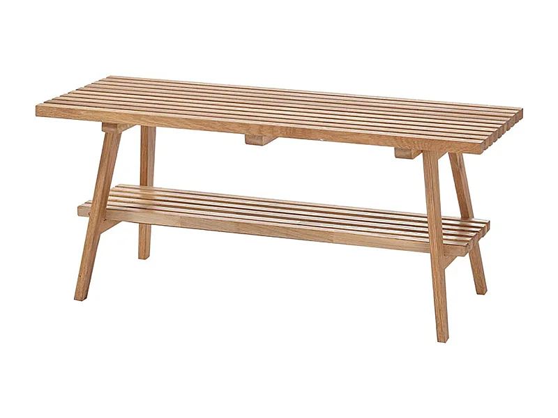 Banc à chaussures coloris chêne massif huilé - Longueur 100 x Hauteur 45 x Profondeur 35 cm