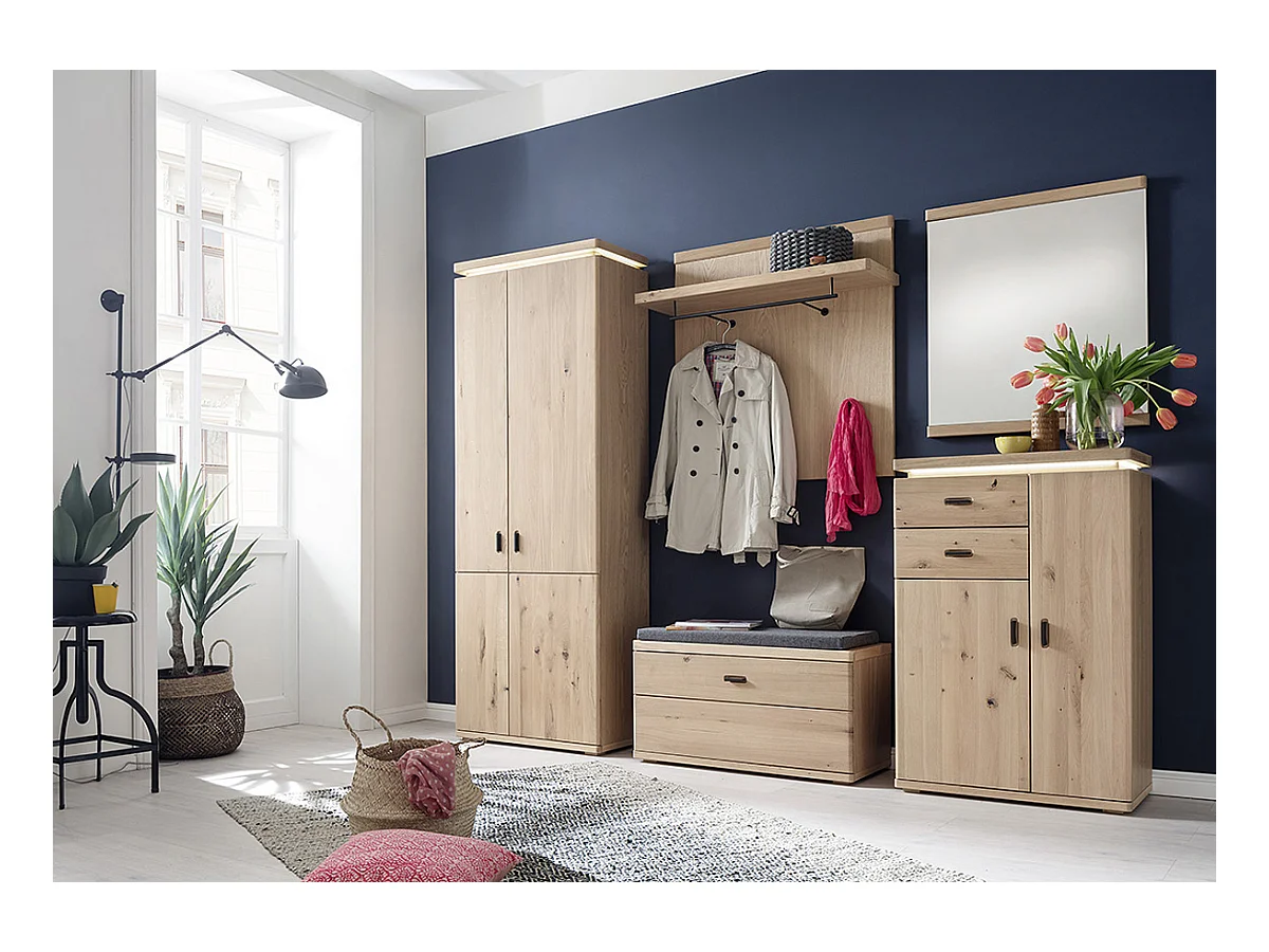 Banc / Banquette en bois coloris chêne sombre - L.90 x H.47 x P.38 cm