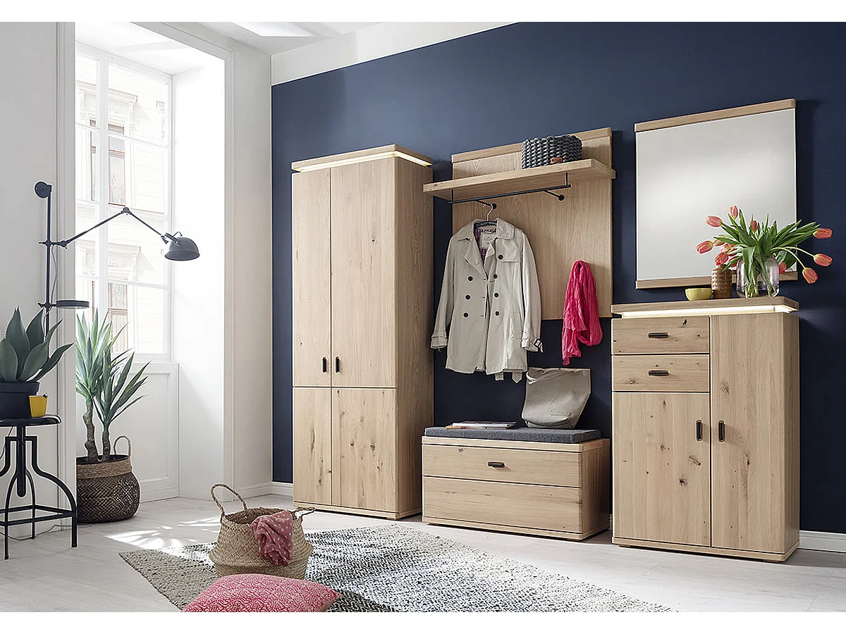 Banc / Banquette en bois coloris chêne sombre - L.90 x H.47 x P.38 cm