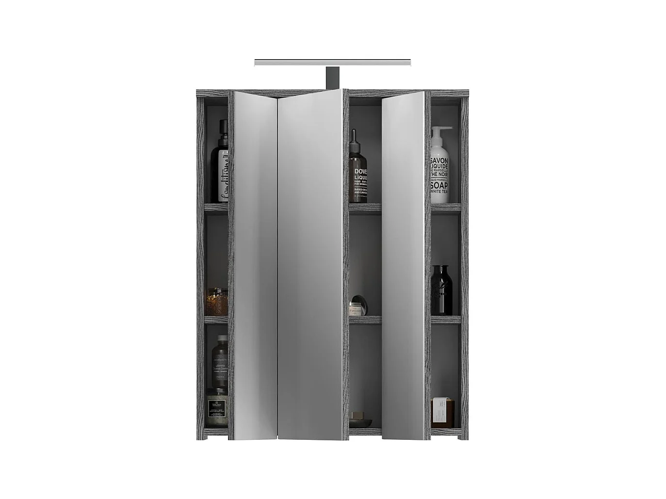 Blake armoir de salle de bain avec miroir 3 portes avec lumière brillant blanc,enfumé.