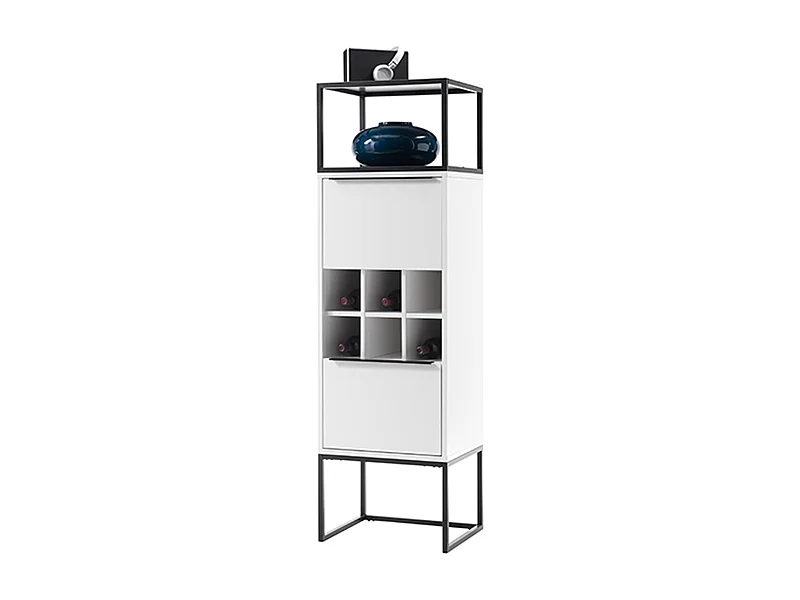 Étagère / range bouteilles en métal coloris blanc - Longueur 50 x Hauteur 165 x Profondeur 40 cm