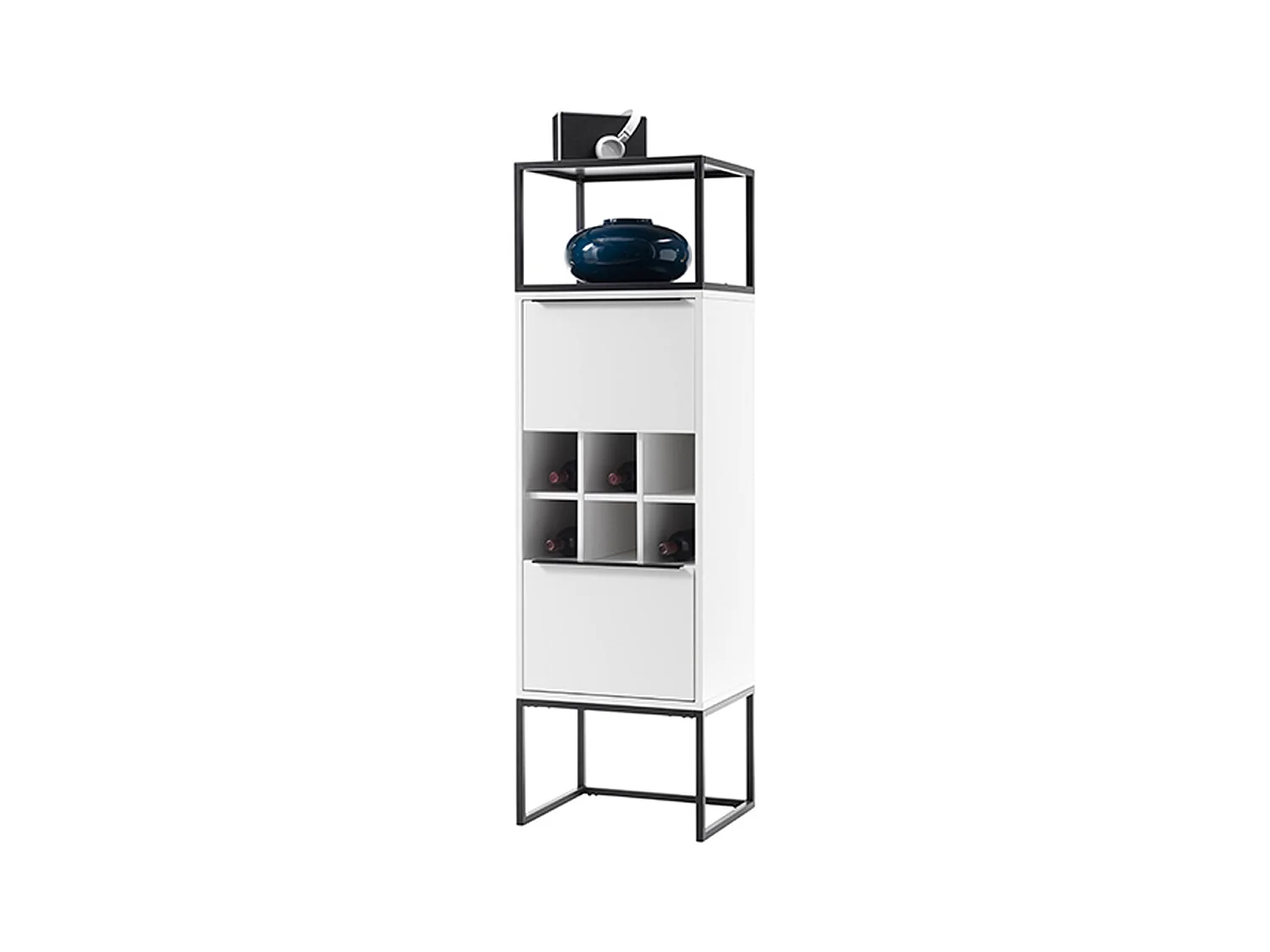 Étagère / range bouteilles en métal coloris blanc - Longueur 50 x Hauteur 165 x Profondeur 40 cm