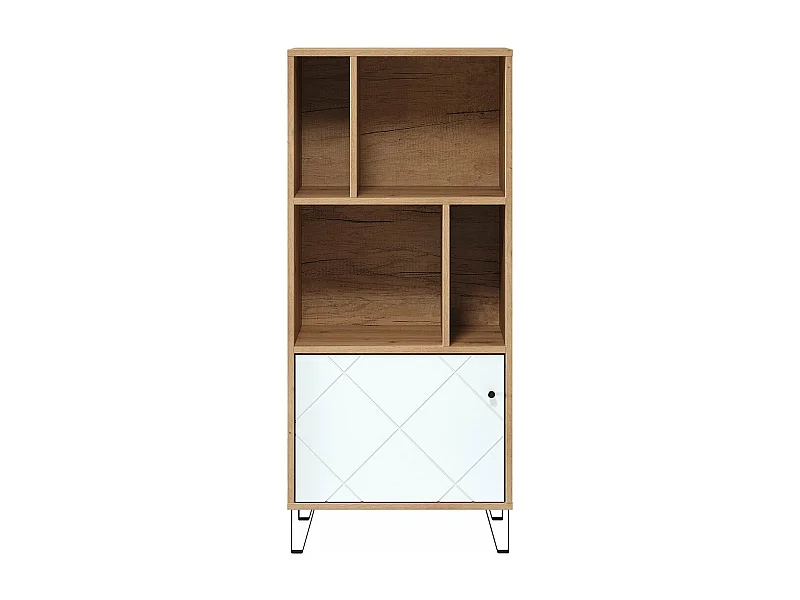 Bibliothèque 1 porte et 4 niches blanc mat H136 cm - Touch