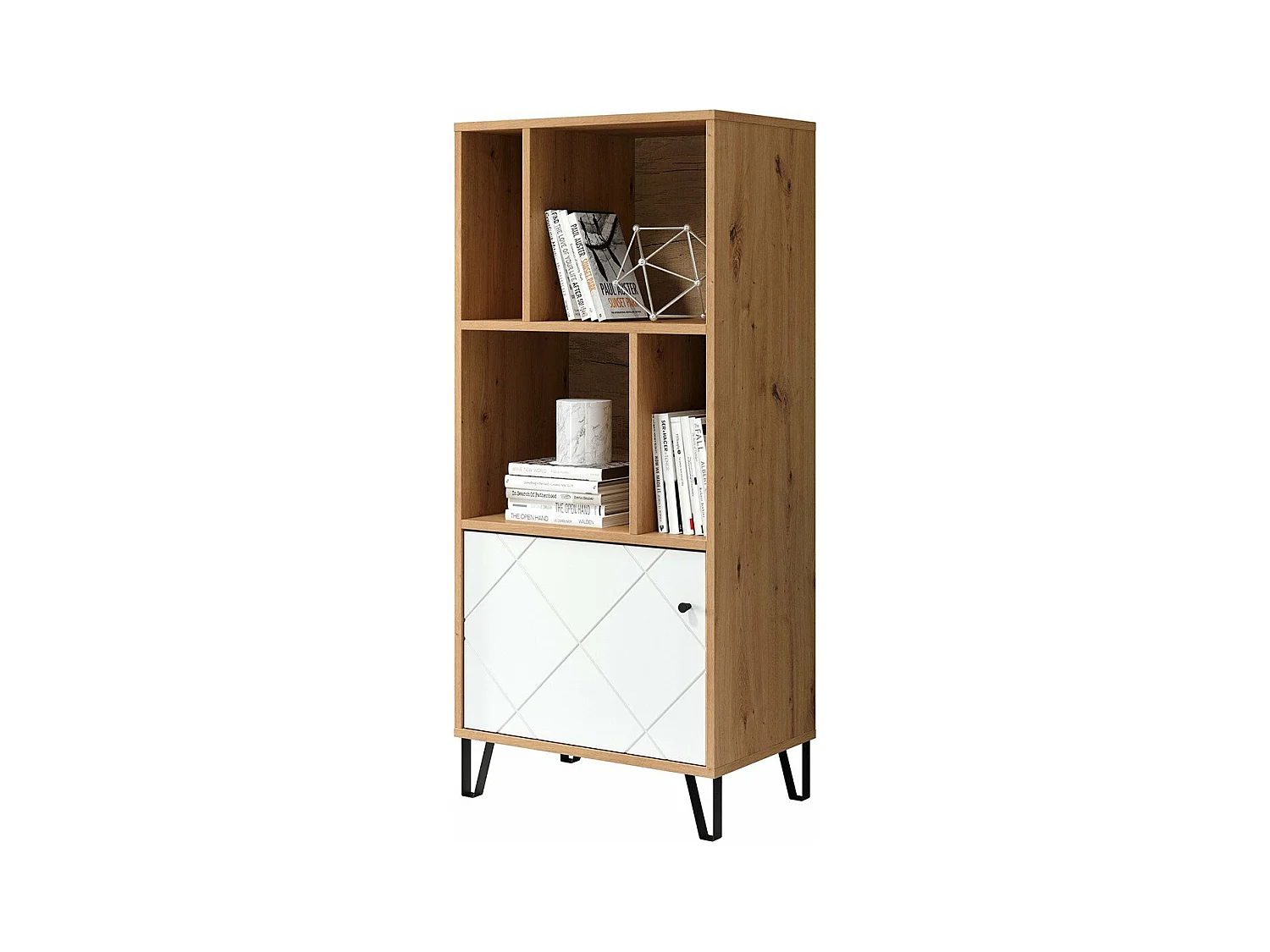 Bibliothèque 1 porte et 4 niches blanc mat H136 cm - Touch