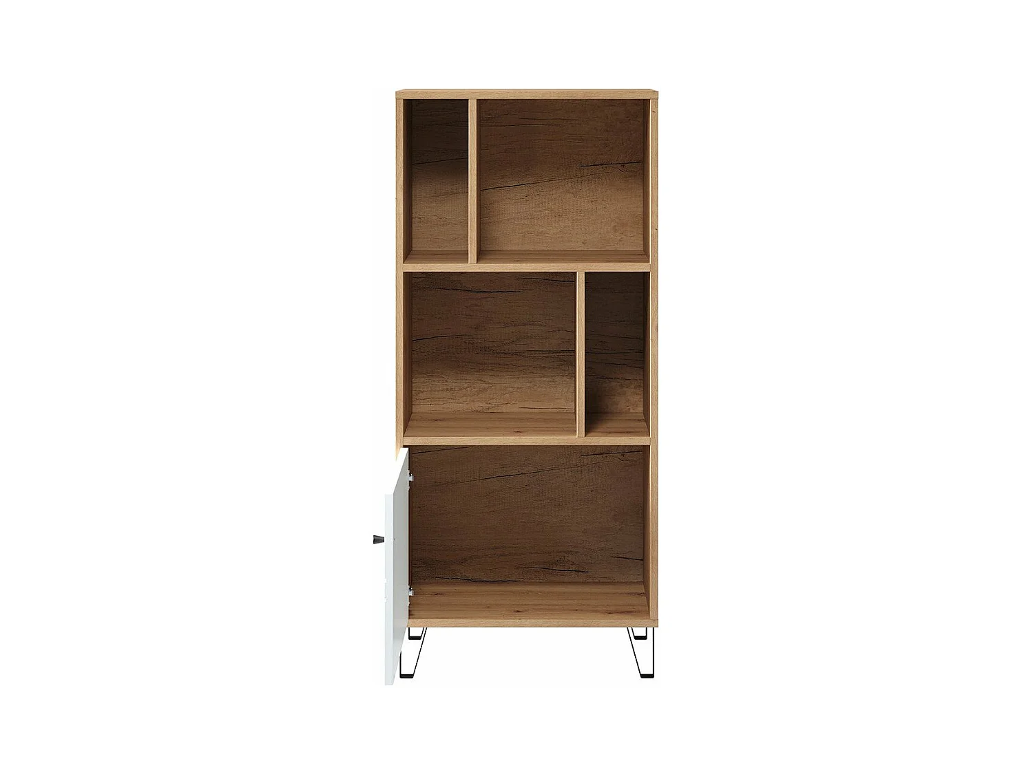 Bibliothèque 1 porte et 4 niches blanc mat H136 cm - Touch