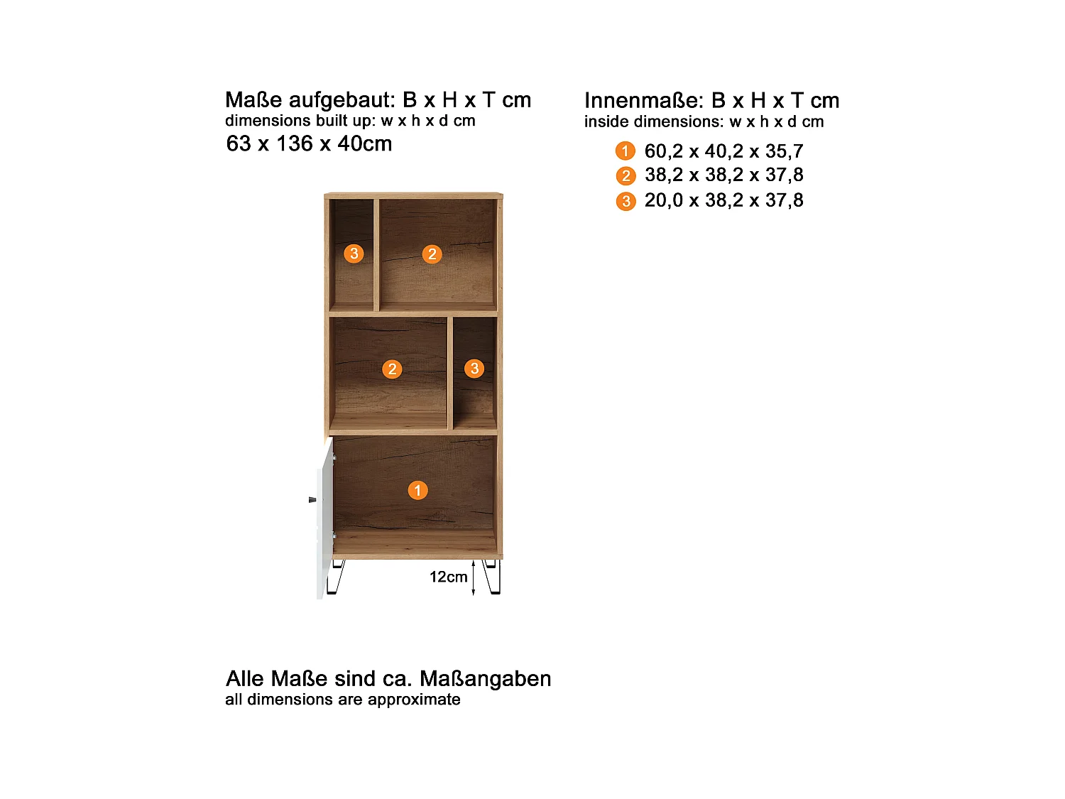Bibliothèque 1 porte et 4 niches blanc mat H136 cm - Touch