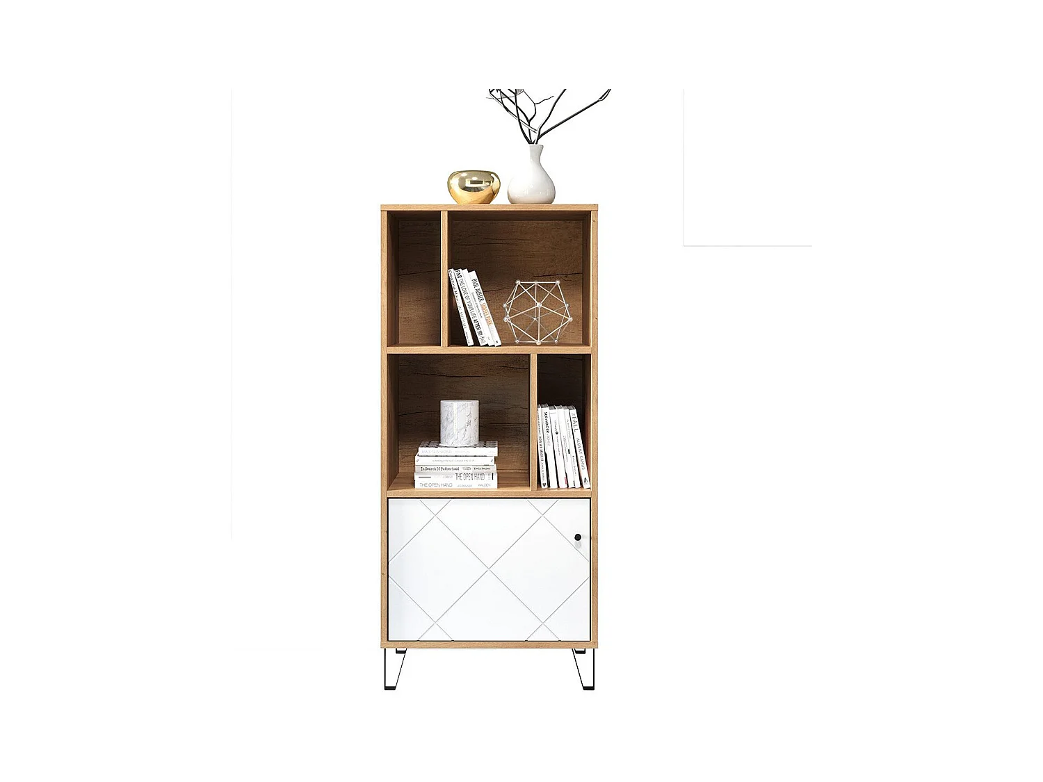 Bibliothèque 1 porte et 4 niches blanc mat H136 cm - Touch