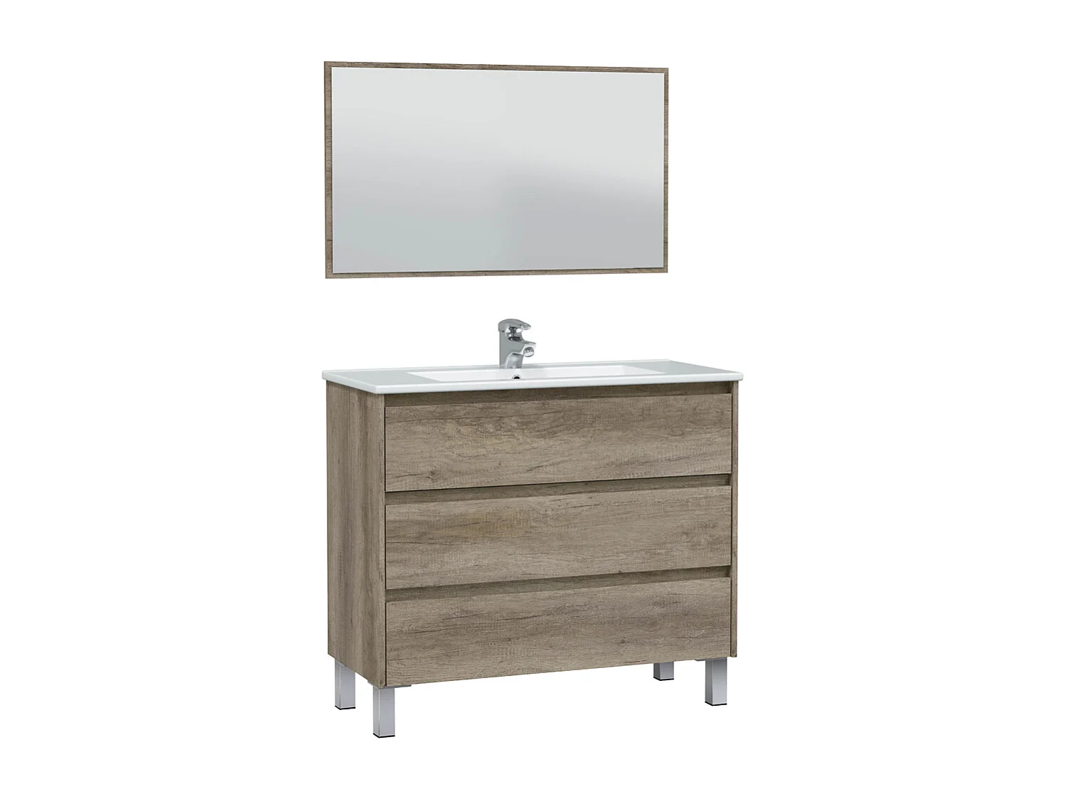 Mobile bagno a terra da 100 cm con tre cassetti 305060H