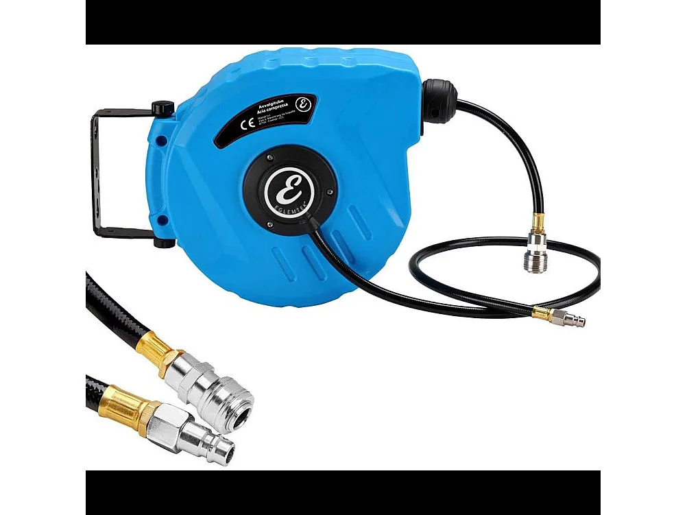 Avvolgitubo Aria Compressa Con Tubo Professionale Attacco 1/4" Fissaggio Parete Muro Sistema Blocco Automatico Riavvolgitore Compressore 24 Bar (10 + 1 Mt)