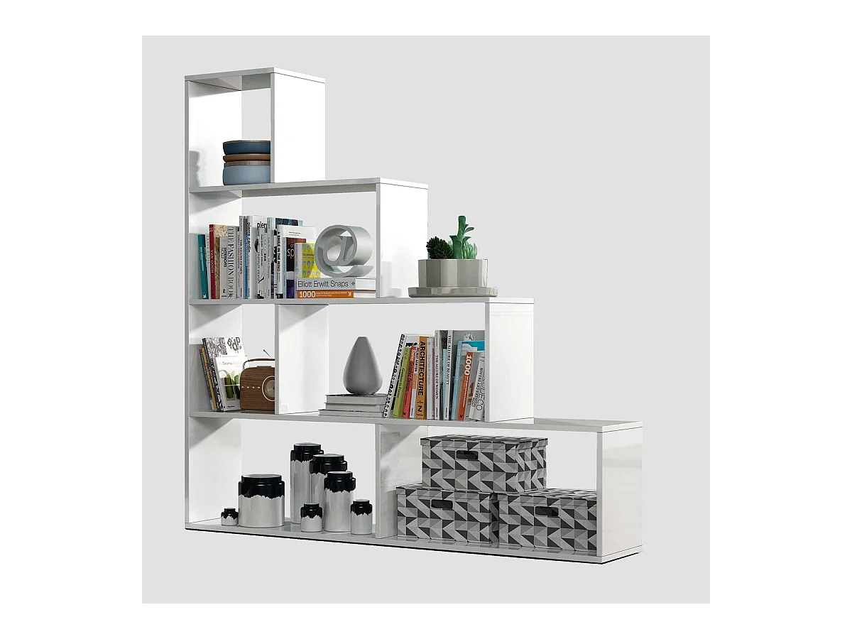 Libreria scaffale multiuso BIANCA con ripiani 145 X 29 X 145 cm salone studio camera - 002255BO