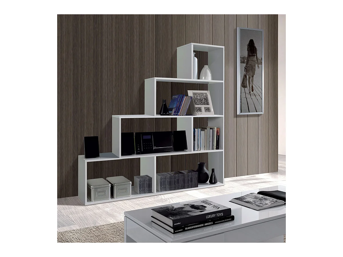 Libreria scaffale multiuso BIANCA con ripiani 145 X 29 X 145 cm salone studio camera - 002255BO