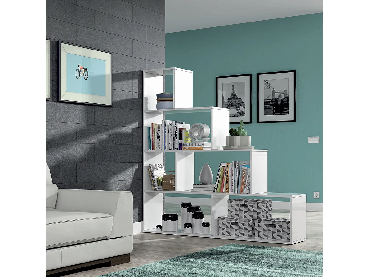 Libreria scaffale multiuso BIANCA con ripiani 145 X 29 X 145 cm salone studio camera - 002255BO