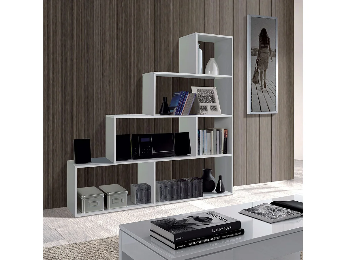 Libreria scaffale multiuso BIANCA con ripiani 145 X 29 X 145 cm salone studio camera - 002255BO