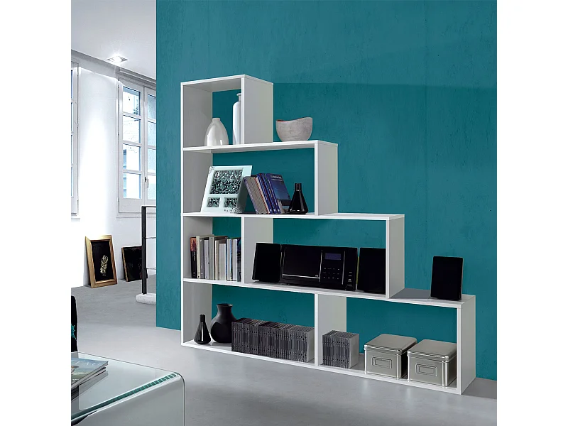 Libreria scaffale multiuso BIANCA con ripiani 145 X 29 X 145 cm salone studio camera - 002255BO