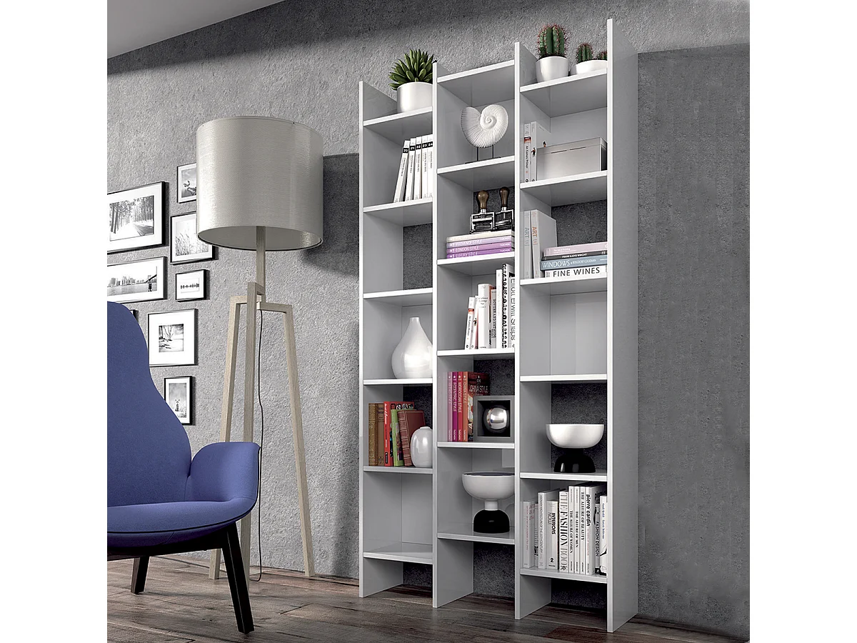 Libreria scaffale multiuso BIANCA con ripiani 96 X 25 X 192 cm salone studio camera - 002257A