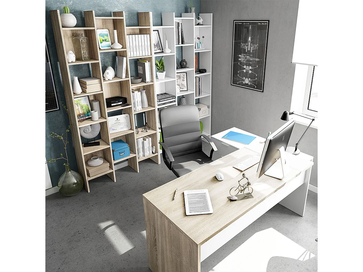 Libreria scaffale multiuso BIANCA con ripiani 96 X 25 X 192 cm salone studio camera - 002257A