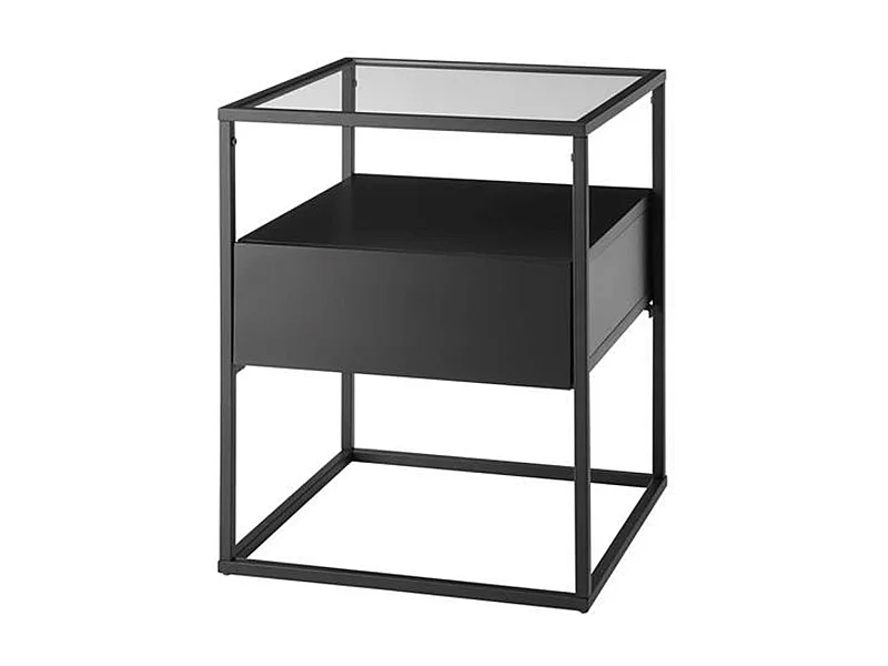 Table d'appoint en bois et métal coloris noir mat - L.43 x H.54 x P.43 cm