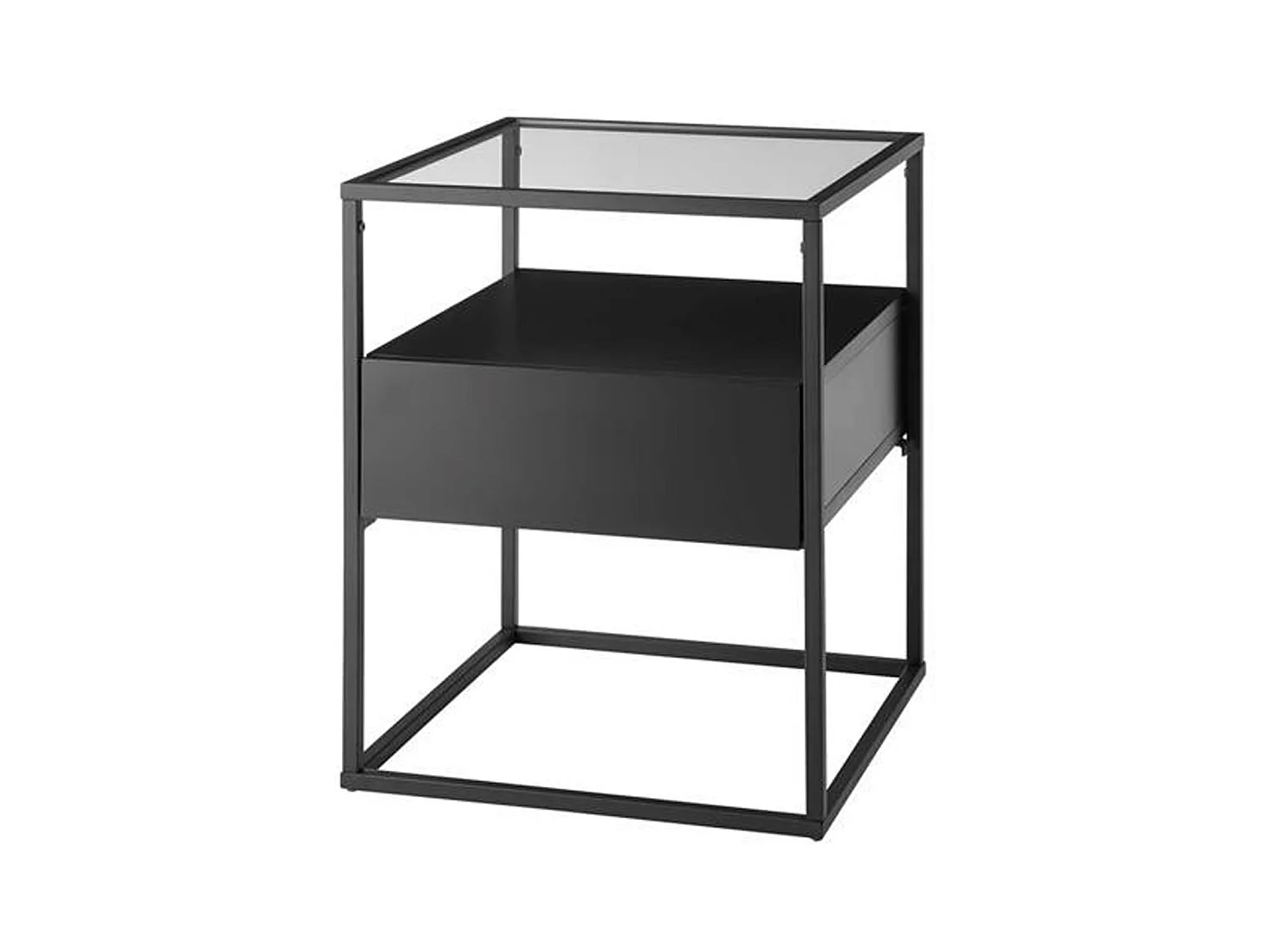 Table d'appoint en bois et métal coloris noir mat - L.43 x H.54 x P.43 cm