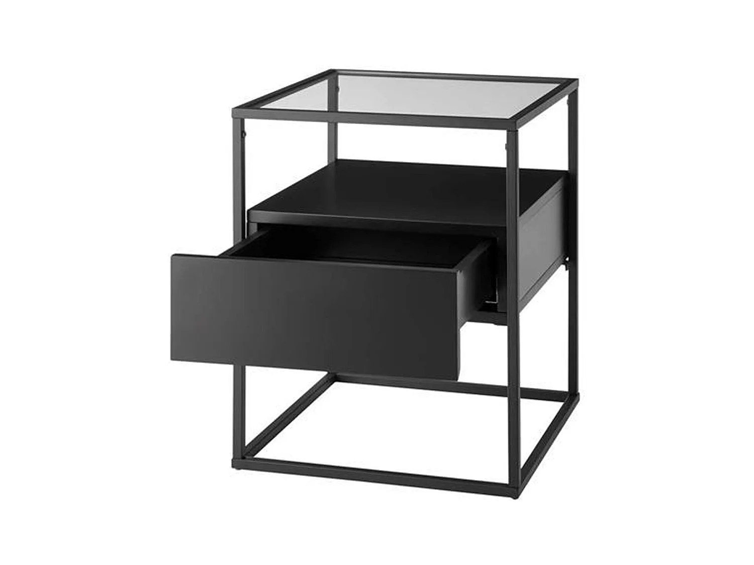 Table d'appoint en bois et métal coloris noir mat - L.43 x H.54 x P.43 cm